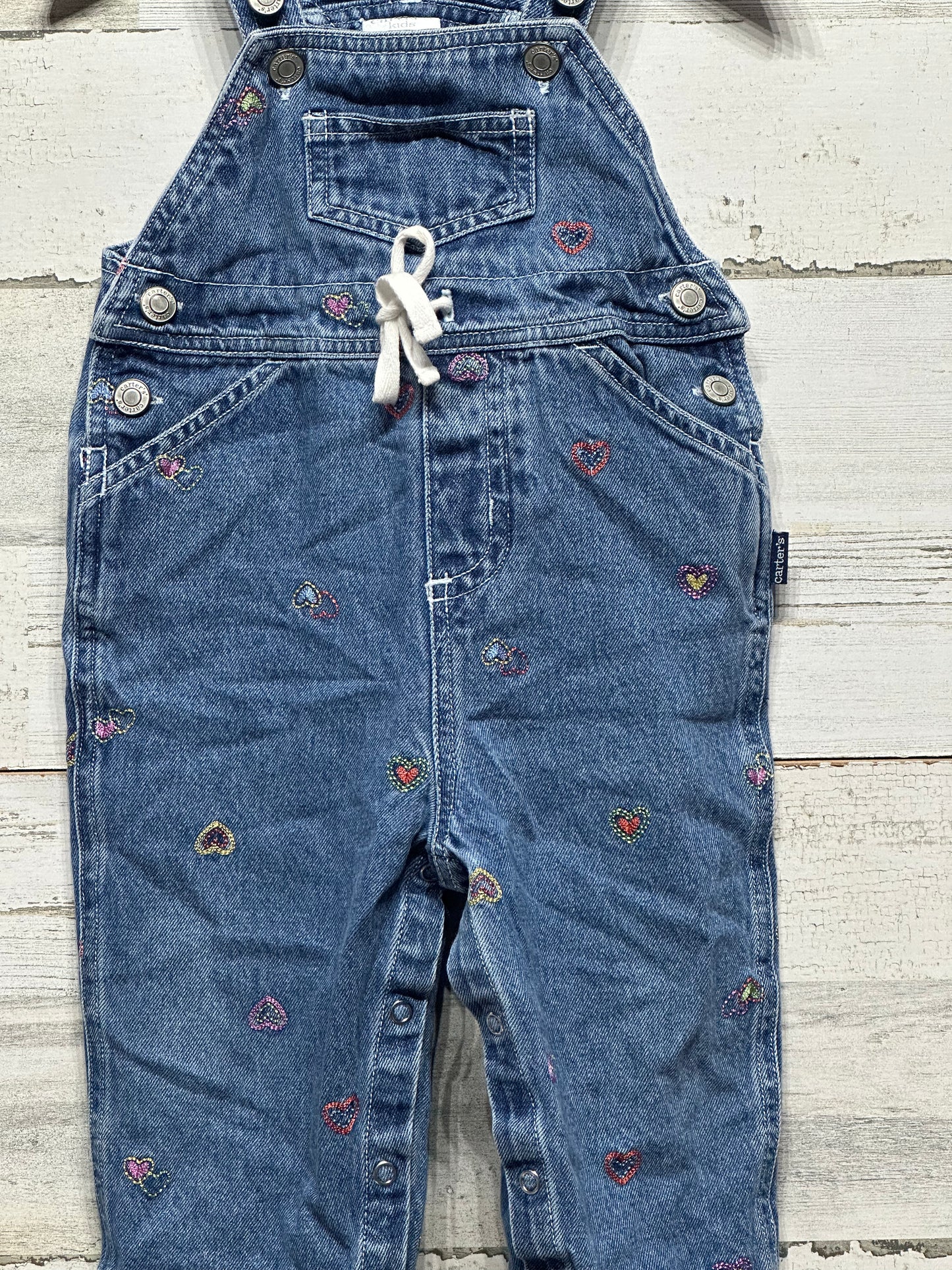 Girls Size 12-18m Carter's Kids Embroidered Heart Overalls - Good Used Condition