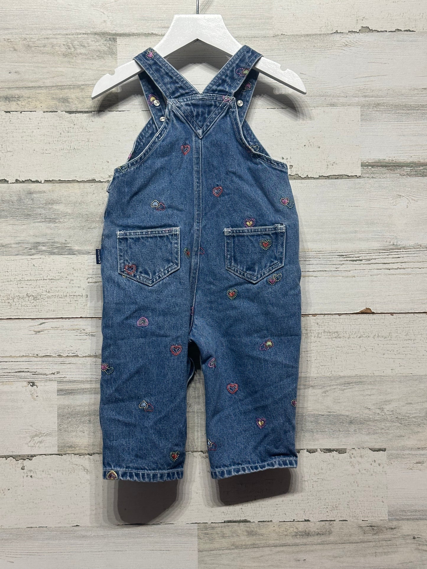 Girls Size 12-18m Carter's Kids Embroidered Heart Overalls - Good Used Condition