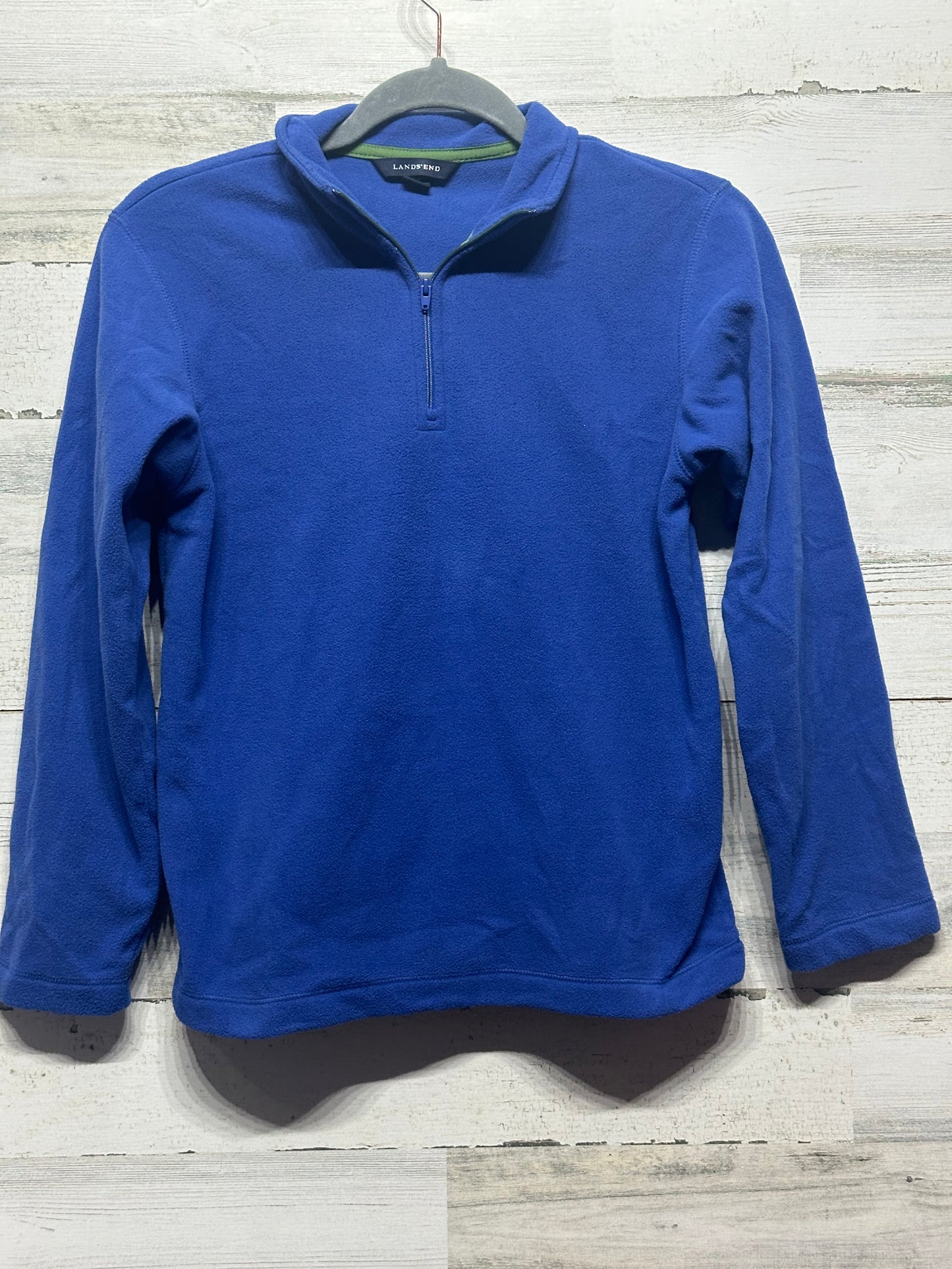 Boys Size Medium 10/12 Land's End Blue Fleece Quarter Zip Pullover - Good Used Condition