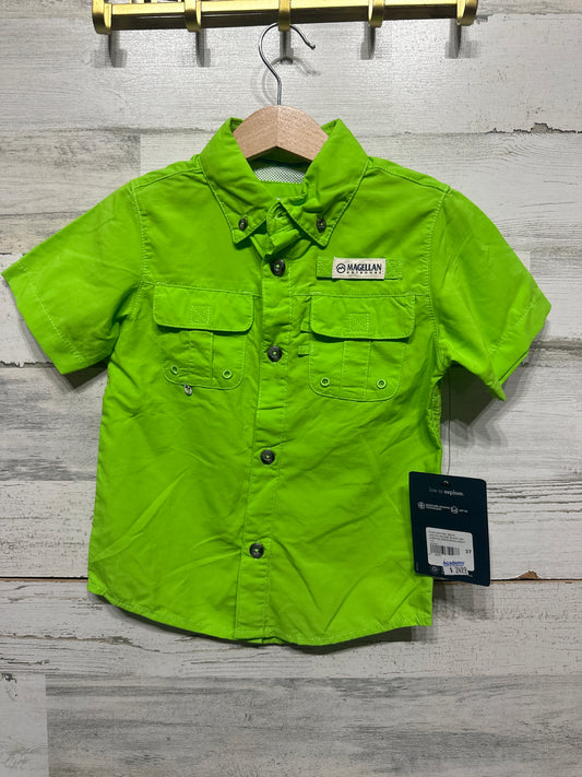 Boys Size 3t Relaxed Fit Magellan Bright Green Fishing Shirt - New With Tags