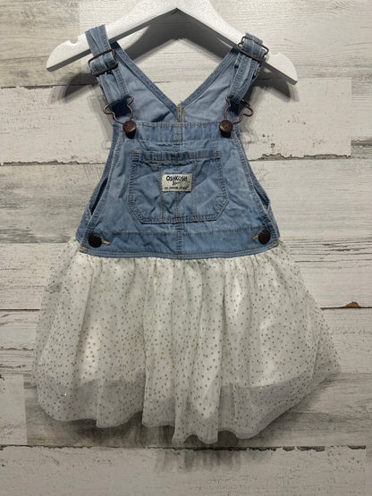 Girls Size 2t Osh Kosh Overall Dress With Tulle Skirt - Very Good Used Condition