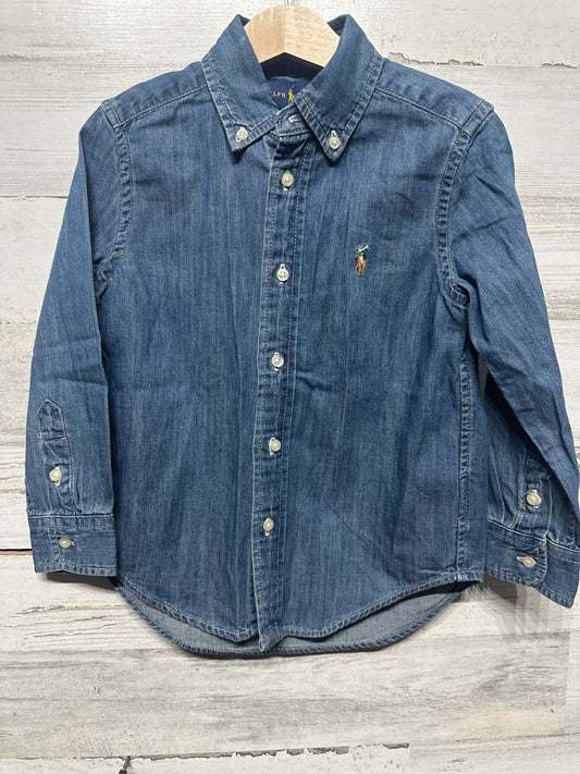 Ralph Lauren Denim Button Up Shirt Toddler Boy Size 4t/4t NEW
