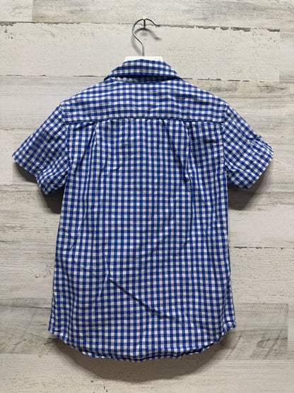 Boys Size 4/5 Crewcuts Blue Plaid Button Up Shirt - Good Used Condition