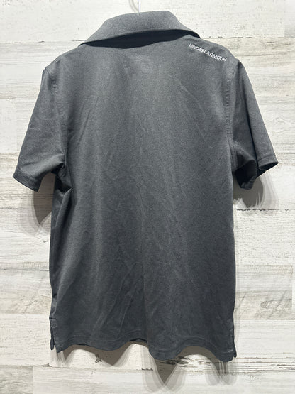 Boys Size Youth Medium Loose Under Armour Heatgear Grey Polo Shirt - Very Good Used Condition