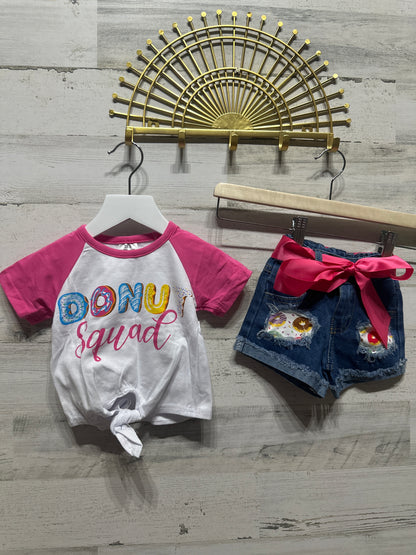 Girls Preowned Size 12-18m Donut Squad Set - Very Good Used Condition