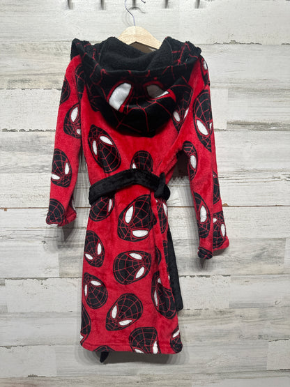 Boys Size Small (6-7) Spiderman Hooded Soft Fleece Robe - Very Good Used Condition