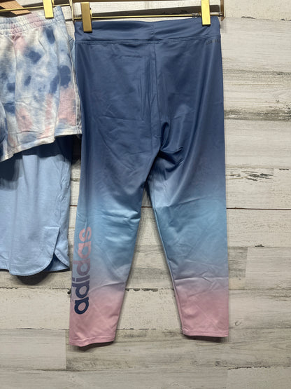Size 10/12 Medium Adidas Pink and Blue Outfit Set (3 Pieces) - Play Condition*