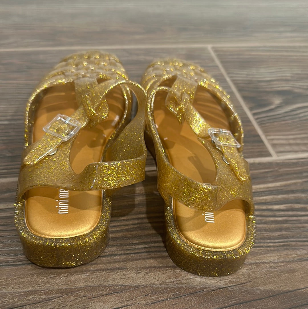 Girls 3 youth Mini Melissa gold sandals - very good used condition