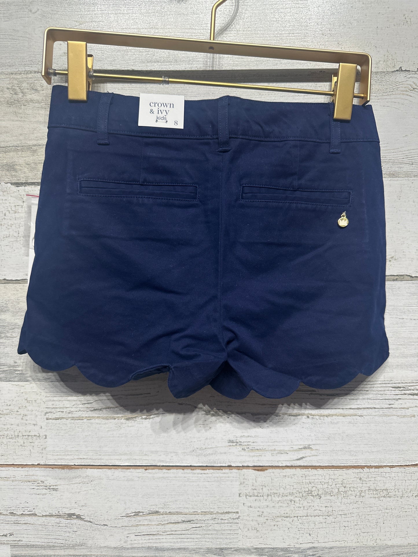 Size 8 Crown and Ivy Kids Navy Scalloped Adjustable Waist Shorts - New With Tags