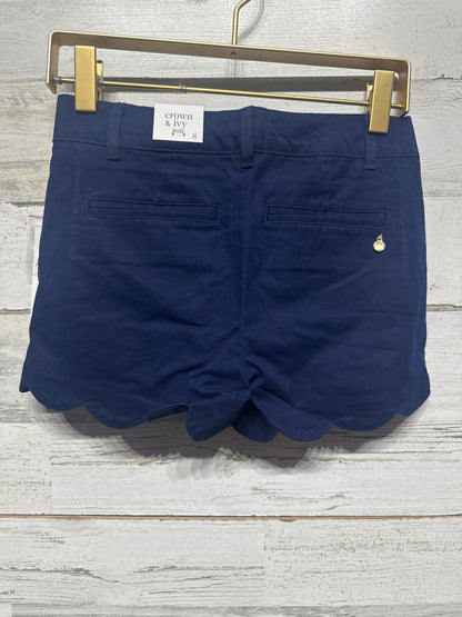 Size 8 Crown and Ivy Kids Navy Scalloped Adjustable Waist Shorts - New With Tags