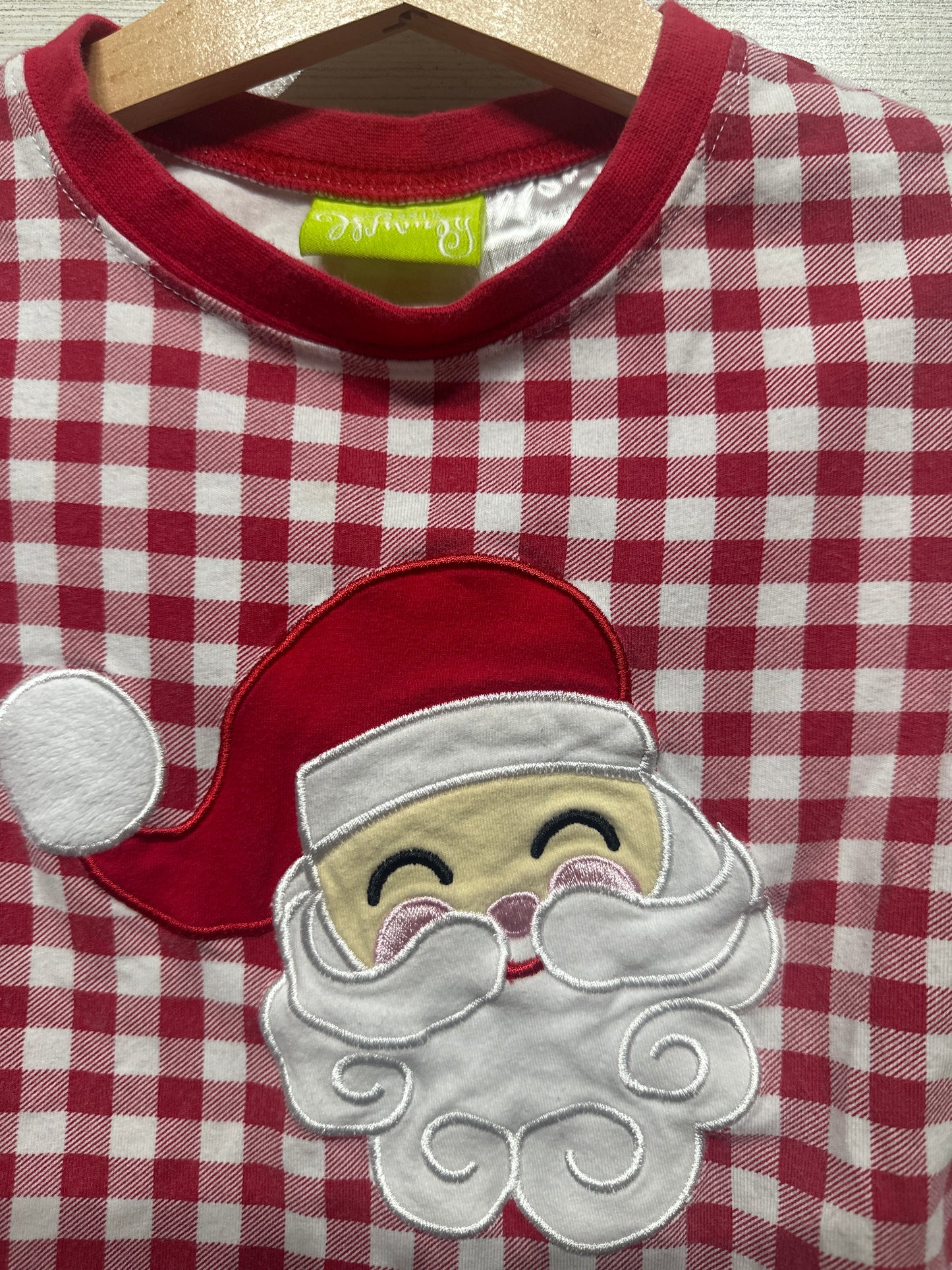 Preowned Size 6 Classic Whimsy Santa Applique Snug Fit Pajama Top - Good Used Condition