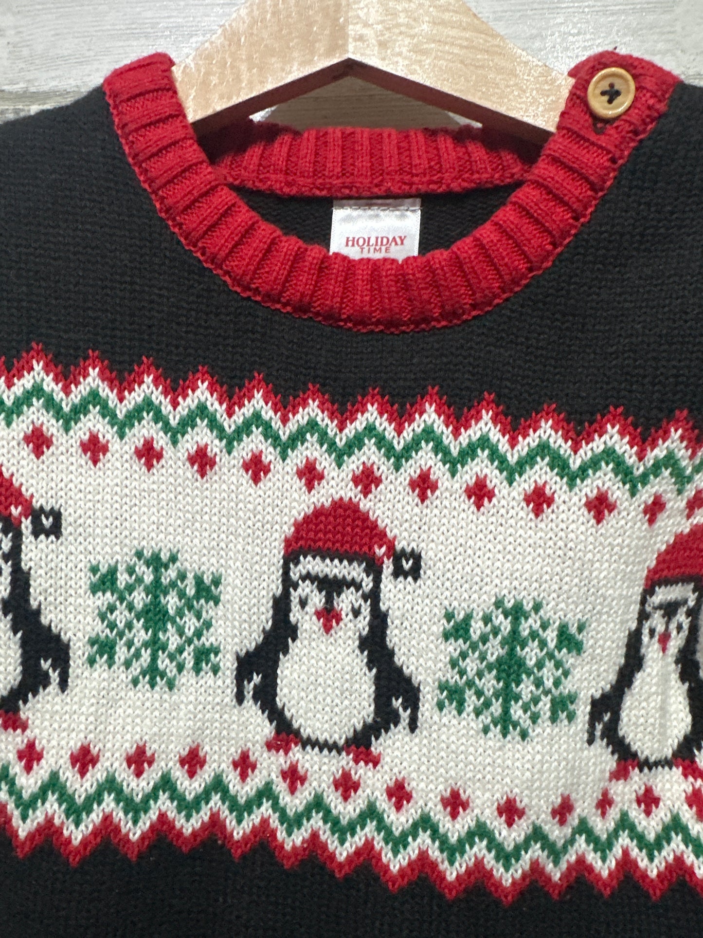 Holiday Time Penguin Sweater Toddler 2T VGUC