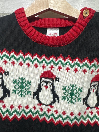 Holiday Time Penguin Sweater Toddler 2T VGUC