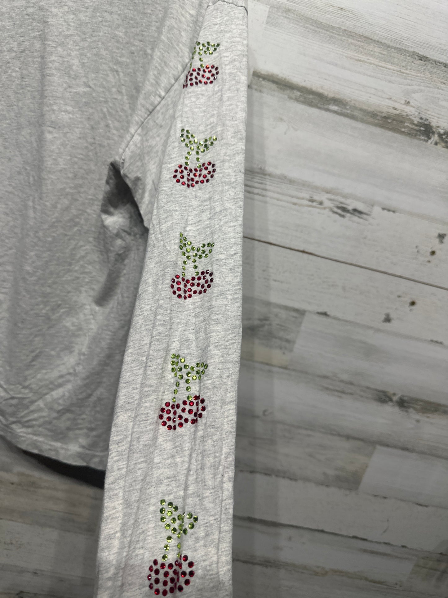 Women's Size Large Victoria's Secret Pink Long Sleeve Rhinestone Cherry Shirt - Very Good Used Condition