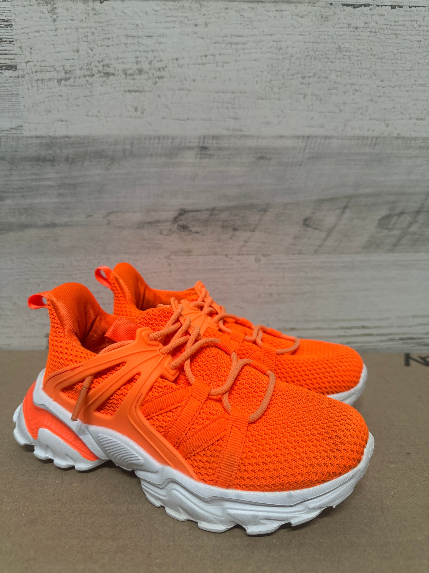 Boys Size Youth 13 Kids Orange Slip On Shoes - Good Used Condition