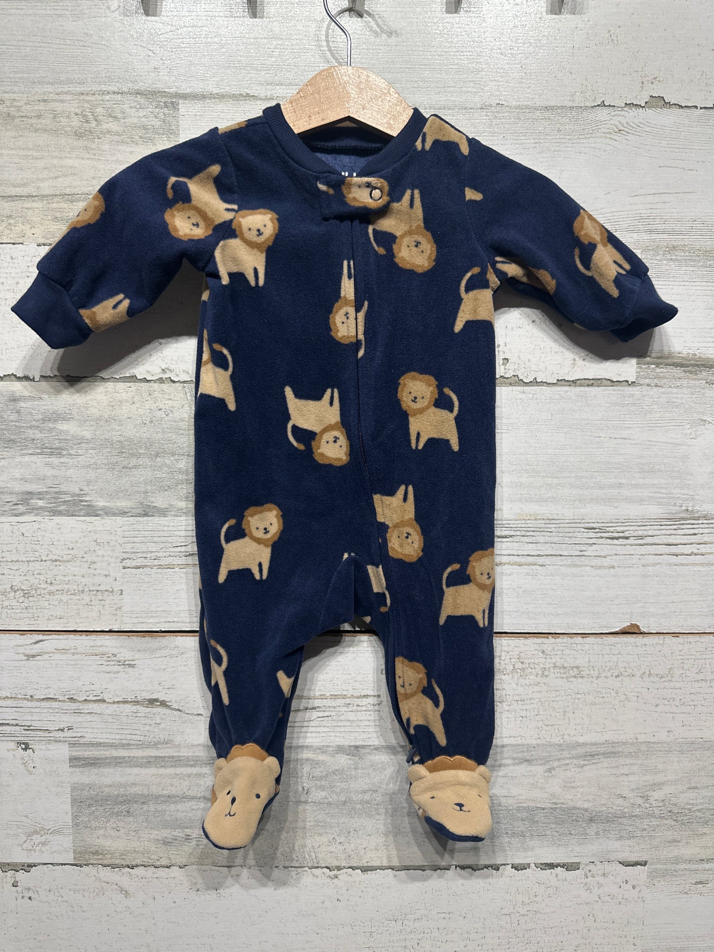 Boys Preowned Size 0-3m Child Of Mine Footed Fleece Lion Sleeper - Very Good Used Condition