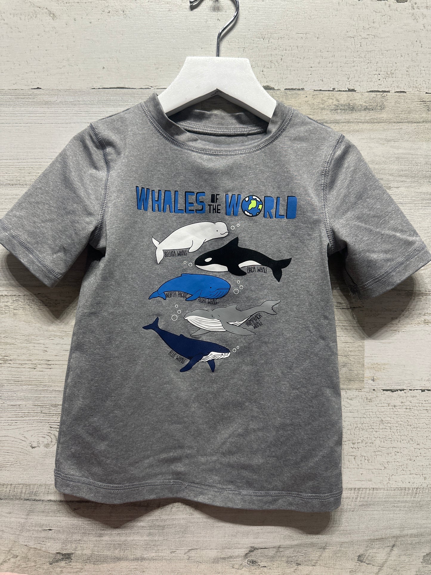 Boys Size 4t Cat and Jack Whales Rash Guard - Good Used Condition