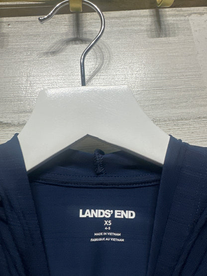 Boys Size XS 4-5 Lands End Navy Hooded Rashguard - Very Good Used Condition