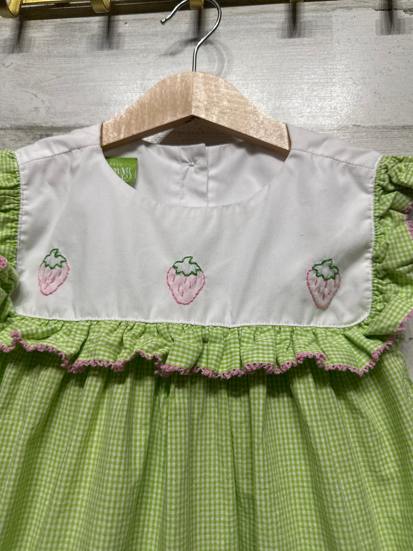 Girls Size 4t Classic Whimsy Embroidered Strawberry Dress - Good Used Condition