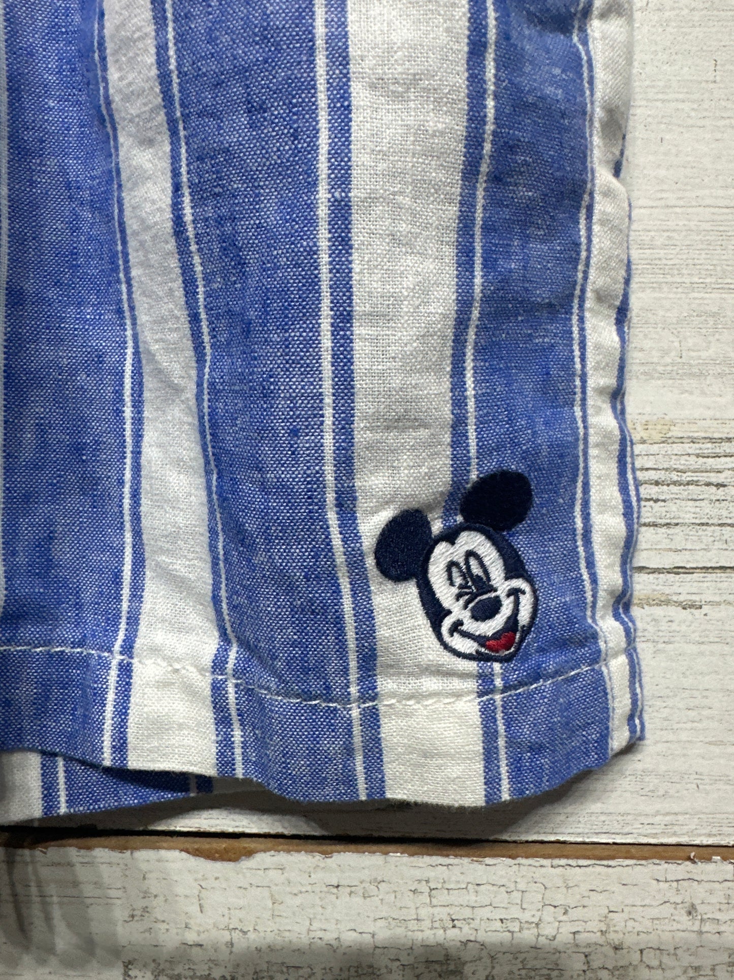 Boys Size 5 (XS) Gap X Disney Linen Blend Striped Embroidered Mickey Shorts - Very Good Used Condition