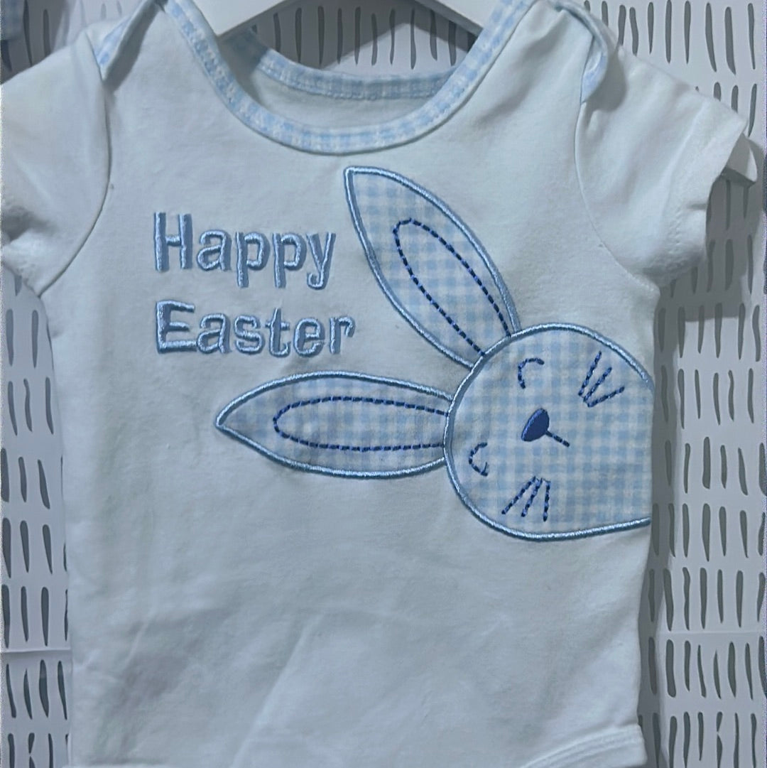 Boys Size 9m Baby Starters Happy Easter Embroidered bunny set - good used condition