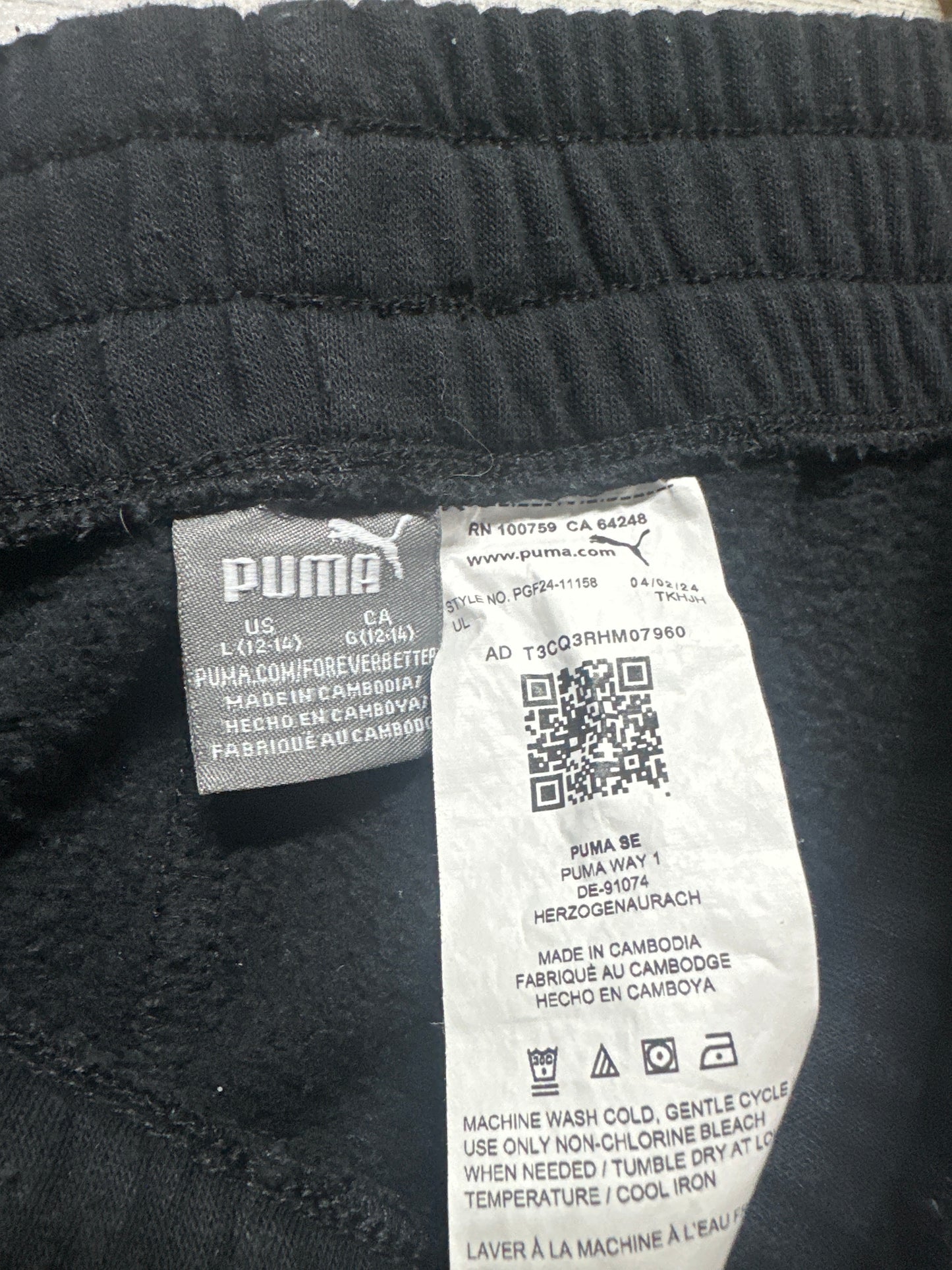 Girls Size Large (12-14) Puma Flare Black Sweatpants - Very Good Used Condition