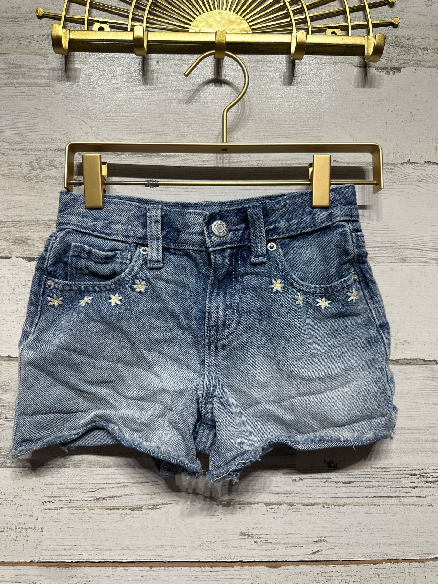 Denim Embroidered High Rise Adjustable Waist Shorts - Old Navy - Girls Size 7 - Very Good Used Condition