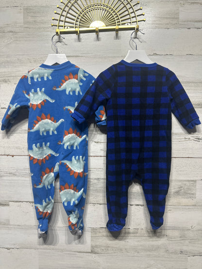 Boys Size 12-18m Fleece Footie Sleeper Pajama Lot - Good Used Condition