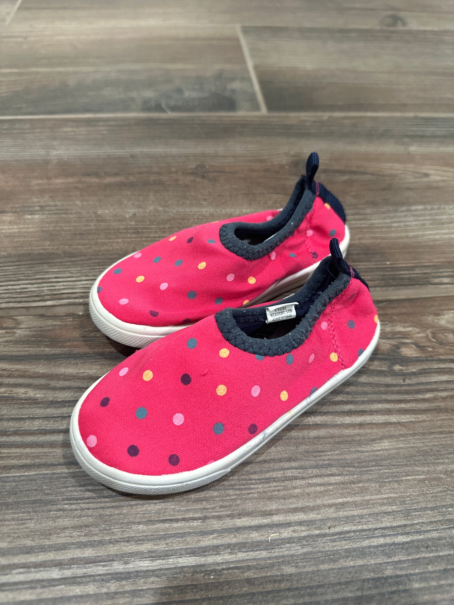 Girls Size 7 Toddler Academy Polka Dot Water Shoes - Good Used Condition