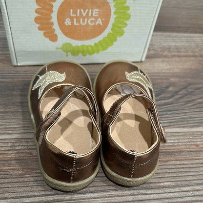 Girls Size 7 Toddler Livie and Luca Copper Metallic Bird Shoes - New In Box
