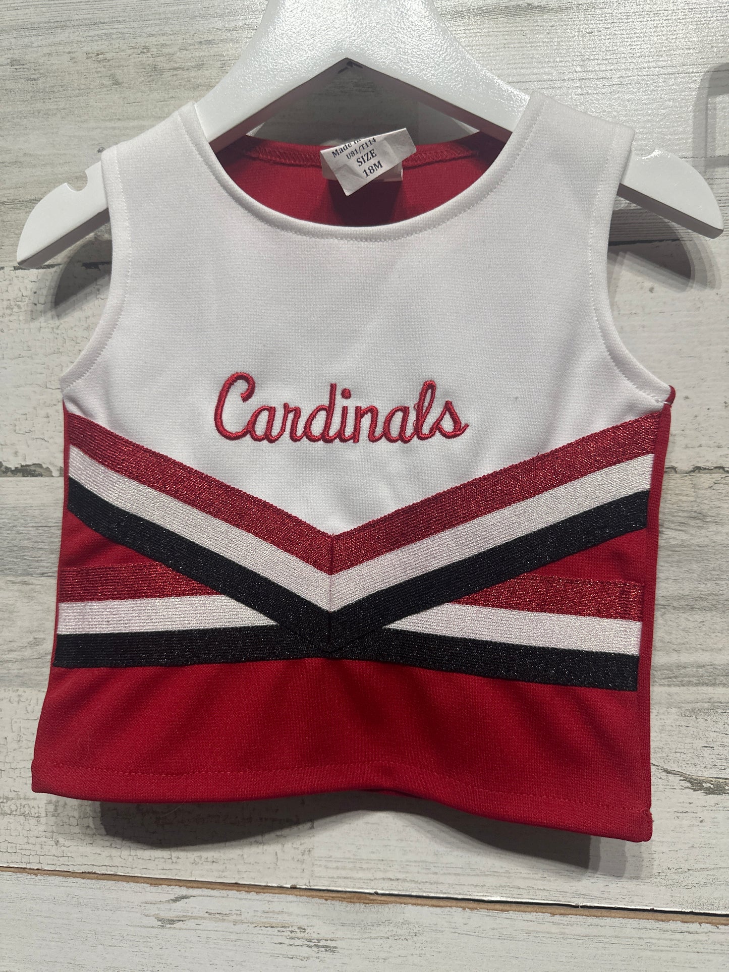 Girls Size 18m Cardinals Cheer Two Piece Outfit - Very Good Used Condition