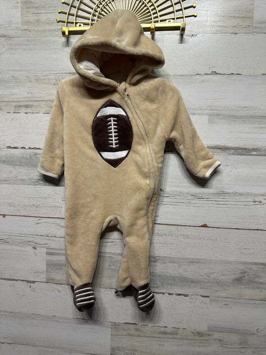 Boys Size 6-9m Mick Mack Football Fleece Footie - Very Good Used Condition