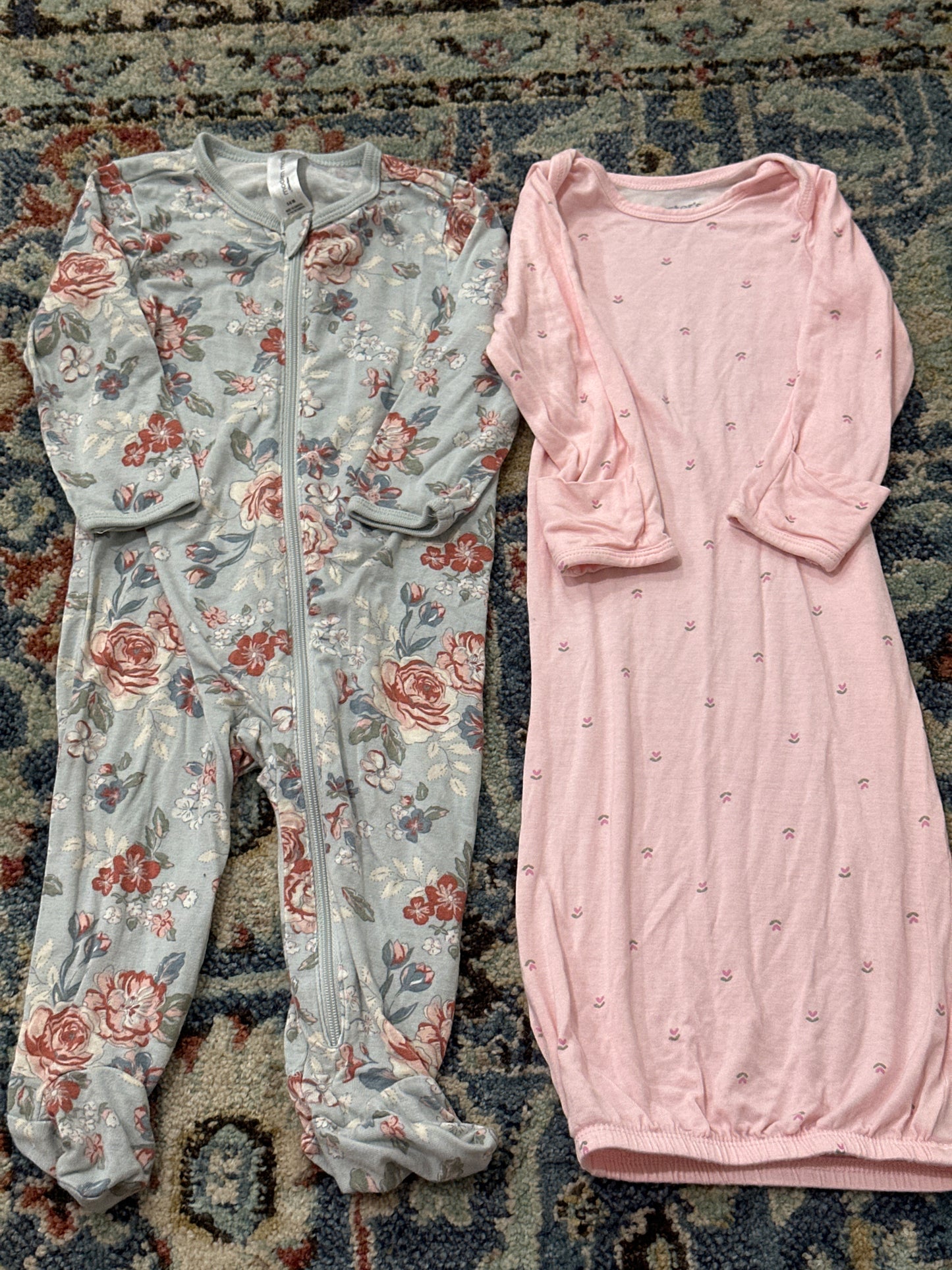 Bamboo 3m Carters Gown and 3-6m Modern Monents Footie GUC