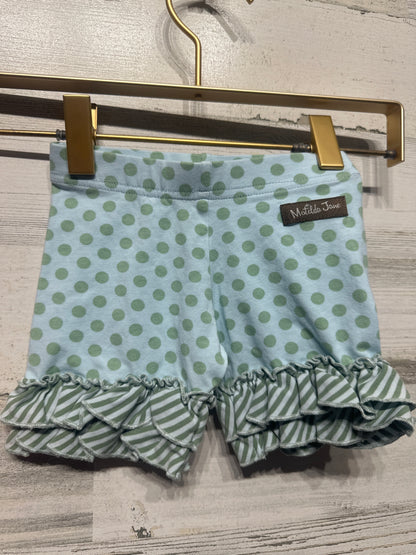 Matilda Jane Girls Size 2 Floral Dress and Polka Dot Ruffle Shorties VGUC