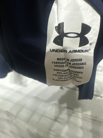 Boys Size XS (7)Under Armour Navy Fitted Heatgear UPF 50 Shirt - Very Good Used Condition