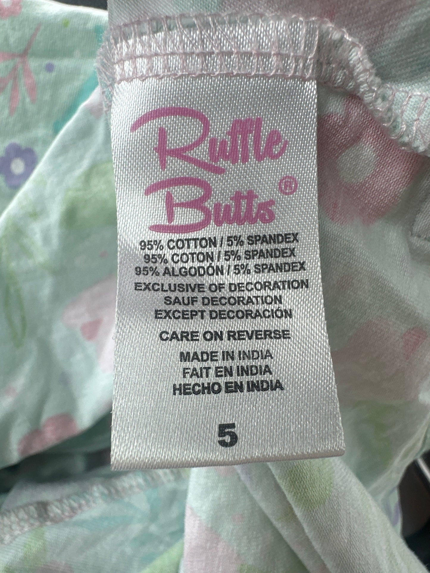 Girls Size 5 RuffleButts Bunny Floral Dress - Very Good Used Condition