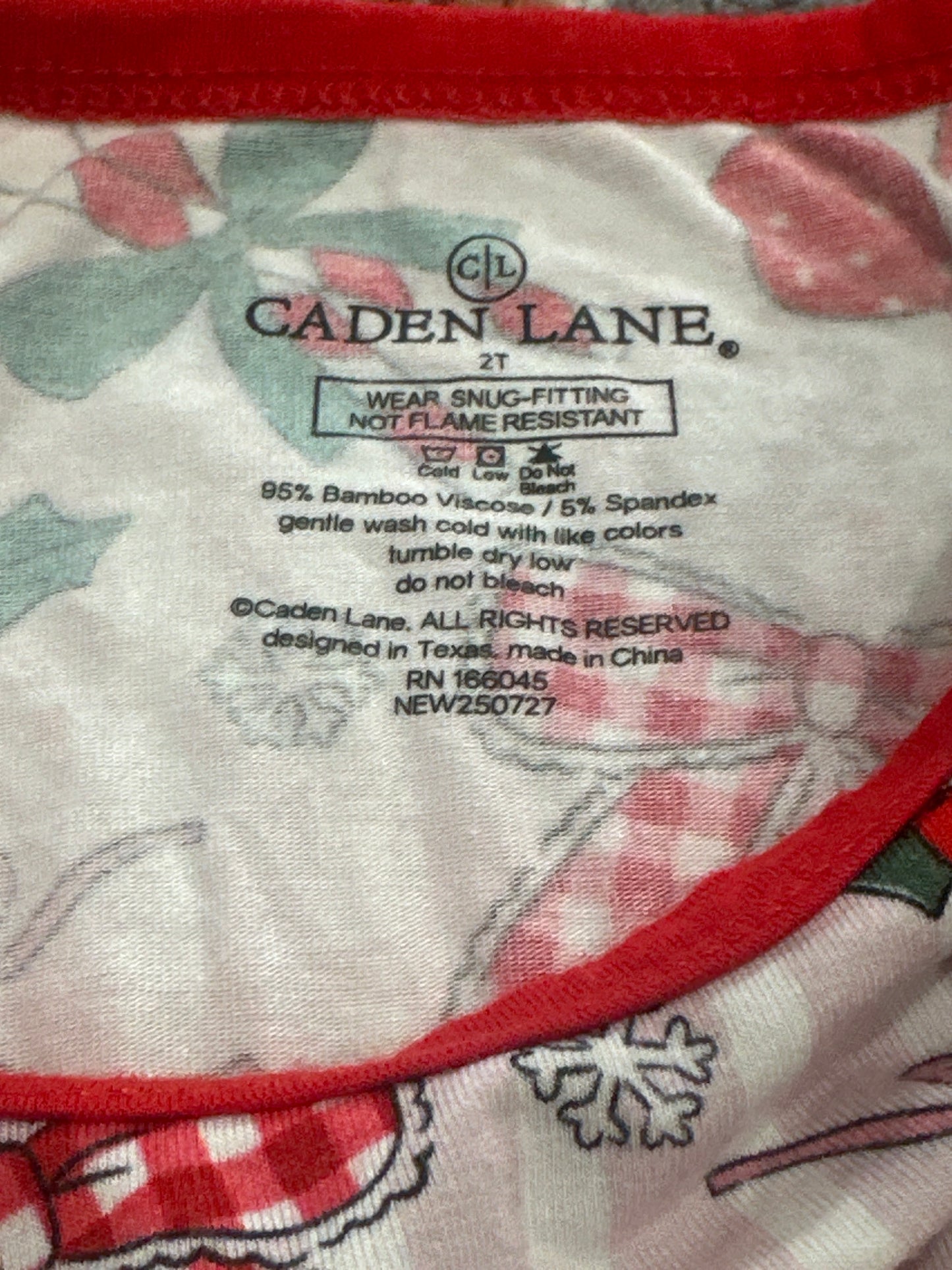 Caden Lane Holiday Bow Bamboo Pajama Set Girls 2T VGUC