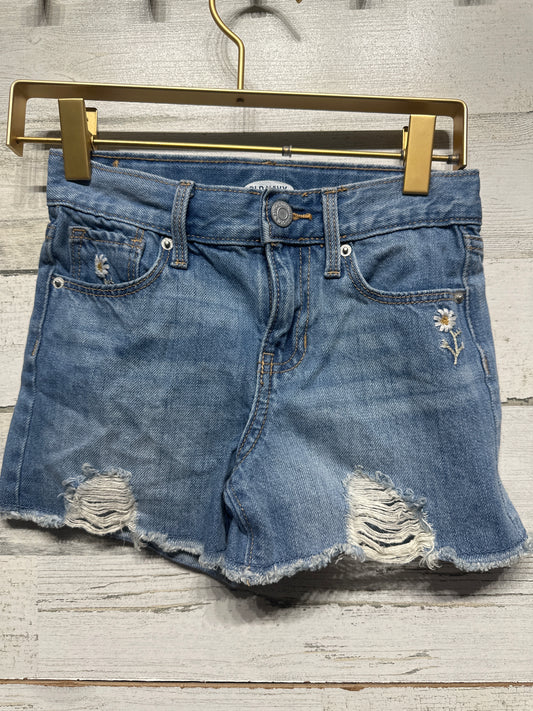Girls Size 6 Old Navy Embroidered Distressed Shorts With Adjustable Waist - Good Used Condition
