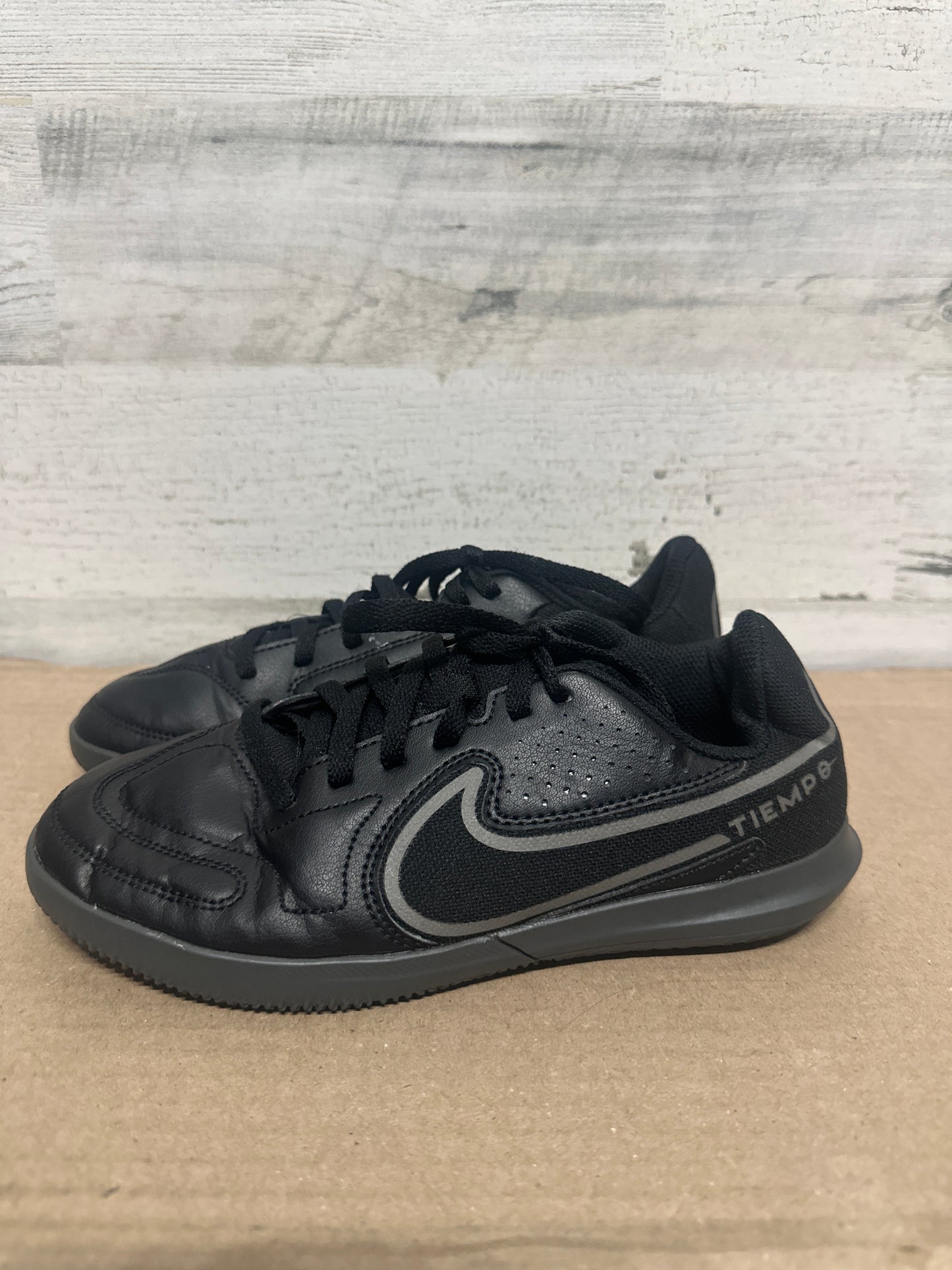 Size 3 (Youth) Nike Tiempo Black Athletic Shoes - Good Used Condition