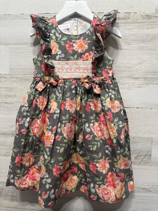 Girls Size 5 Bonnie Jean Smocked Floral Dress - Very Good Used Condition