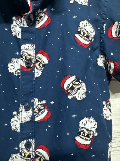 Size 4 Denim & Flower Holiday Santa Button Up Shirt - Very Good Used Condition