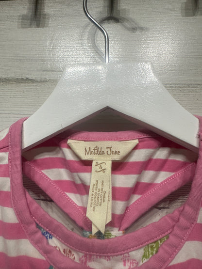 Girls Preowned Size 4 Matilda Jane Pink Striped Shirt - Play Condition**