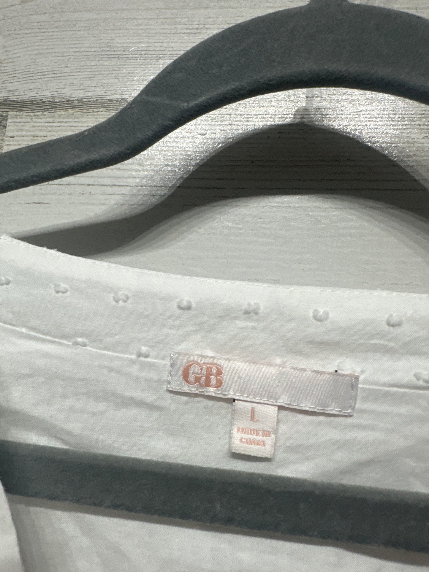 Women's Size Large GB White Swiss Dot Dress - Good Used Condition