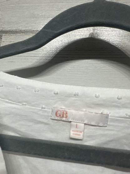 Women's Size Large GB White Swiss Dot Dress - Good Used Condition