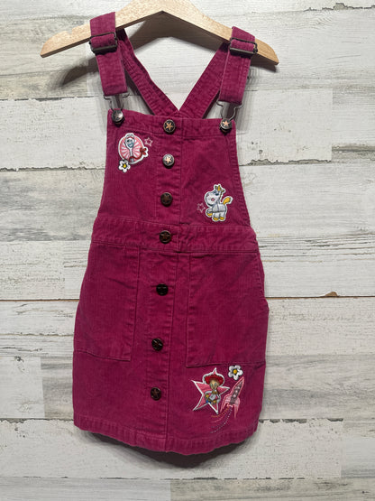 Girls Size 5/6 Disney Toy Story Cord Overall Dress (With Adjustable Waist)  - Very Good Used Condition