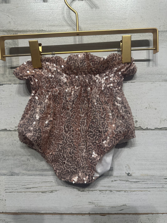 Girls Size 6-12m Rose Gold High Waisted Sequin Bloomers - Very Good Used Condition