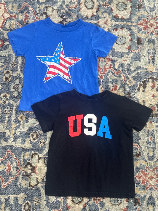 Patriotic Red White Blue T-Shirts Size 3T GUC