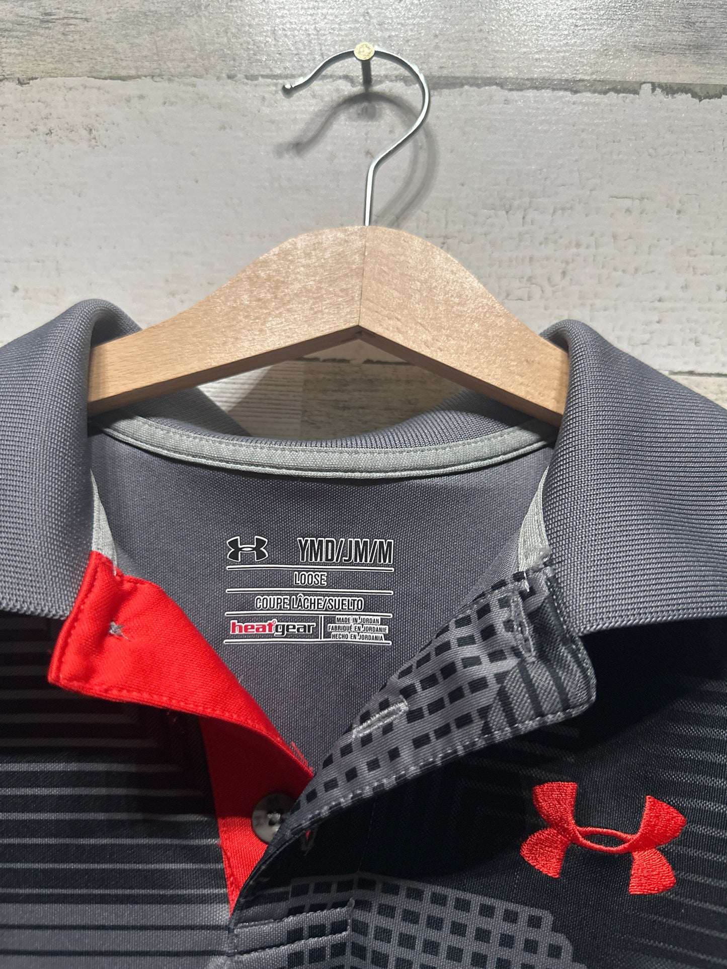 Boys Size Youth Medium Loose Under Armour Heatgear Polo Shirt - Very Good Used Condition
