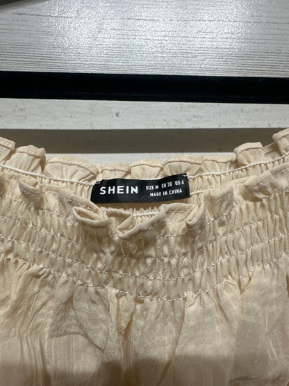 Women’s Medium SHEIN Cream Gathered Shirt - Very Good Used Condition