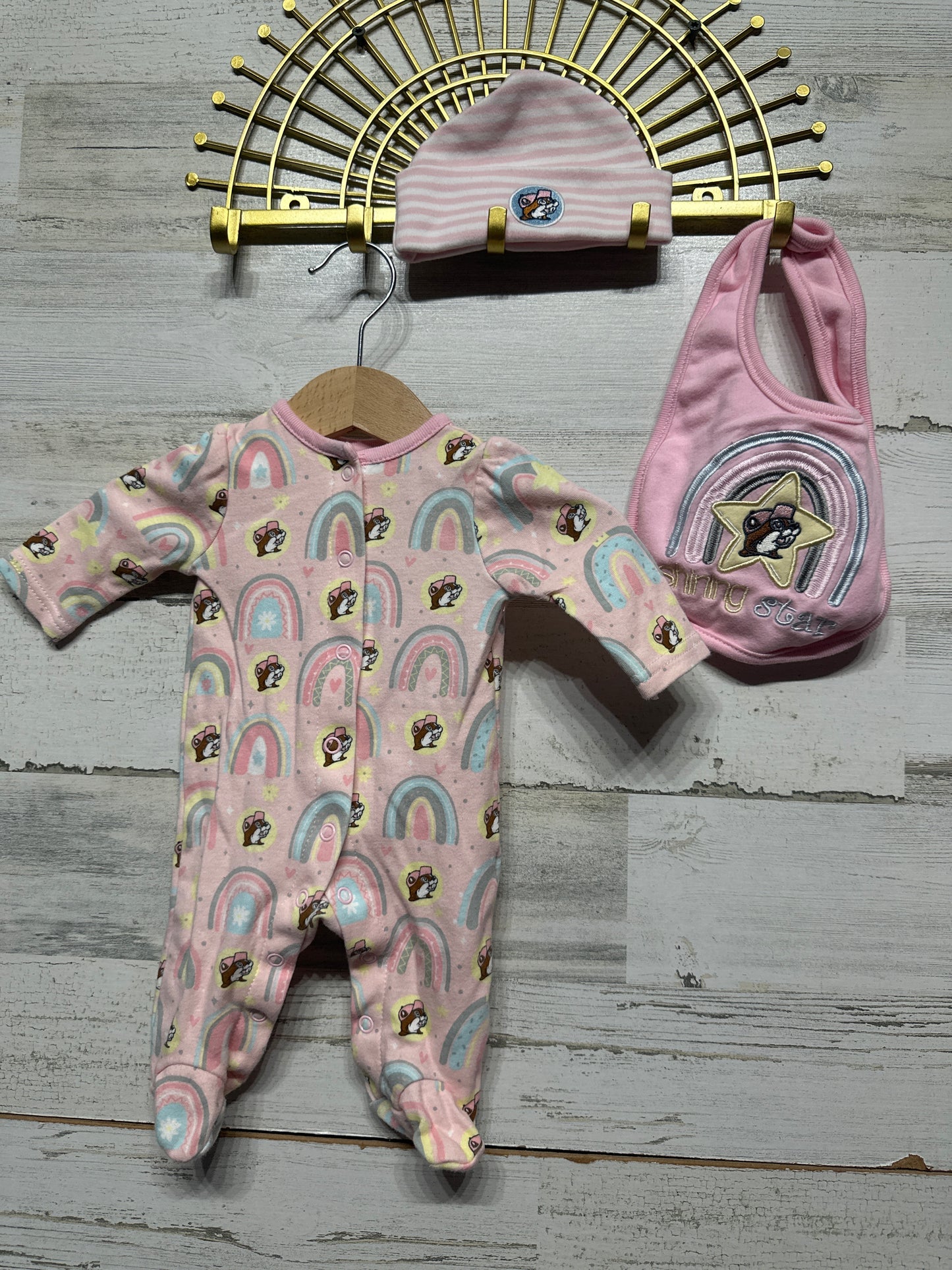 Buc-ee's Newborn Girls Lot - 3 Pieces - Good Used Condition